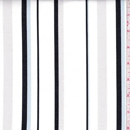 1 5/8 YD PC-White/Black/Blue Leno Stripe Shirting Fabric