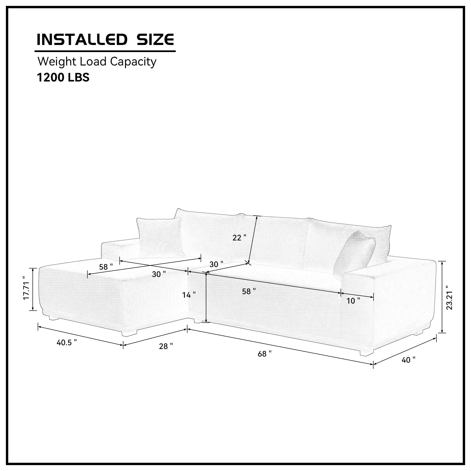 2-Piece L Shape Sectional Couch Covers in Corduroy for Left Chaise, Dark Green