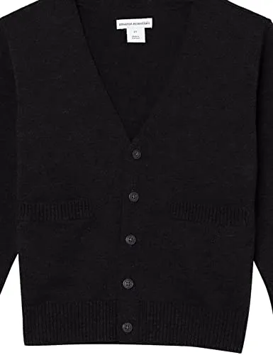 Amazon Essentials Unisex Kids' Uniform Cotton Cardigan Sweaters, Pack of 2, Black, X-Small