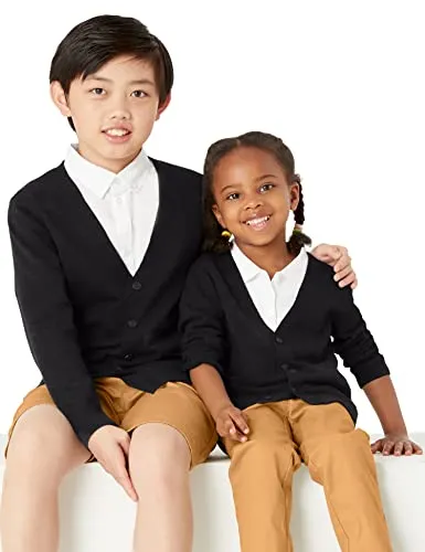 Amazon Essentials Unisex Kids' Uniform Cotton Cardigan Sweaters, Pack of 2, Black, X-Small