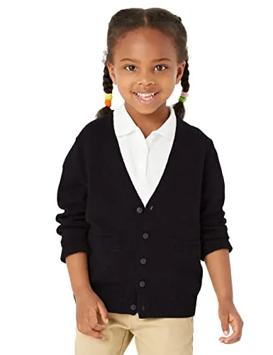 Amazon Essentials Unisex Kids' Uniform Cotton Cardigan Sweaters, Pack of 2, Black, X-Small