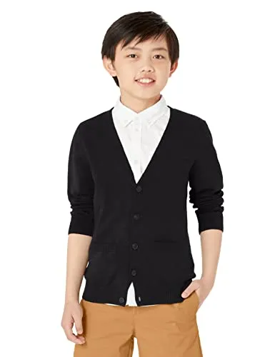 Amazon Essentials Unisex Kids' Uniform Cotton Cardigan Sweaters, Pack of 2, Black, X-Small