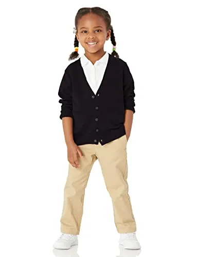 Amazon Essentials Unisex Kids' Uniform Cotton Cardigan Sweaters, Pack of 2, Black, X-Small