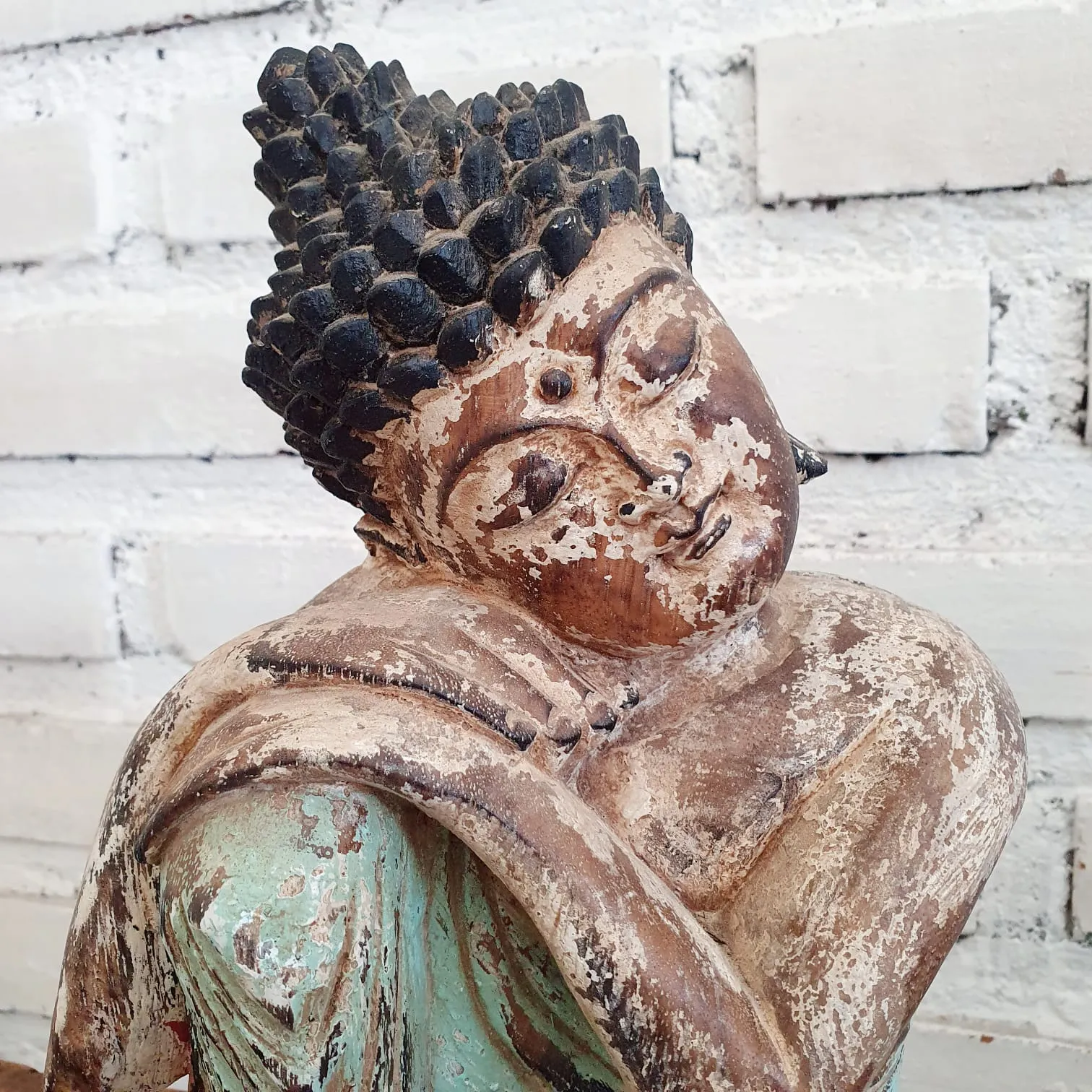 Antique Resting Wooden Buddha (W)