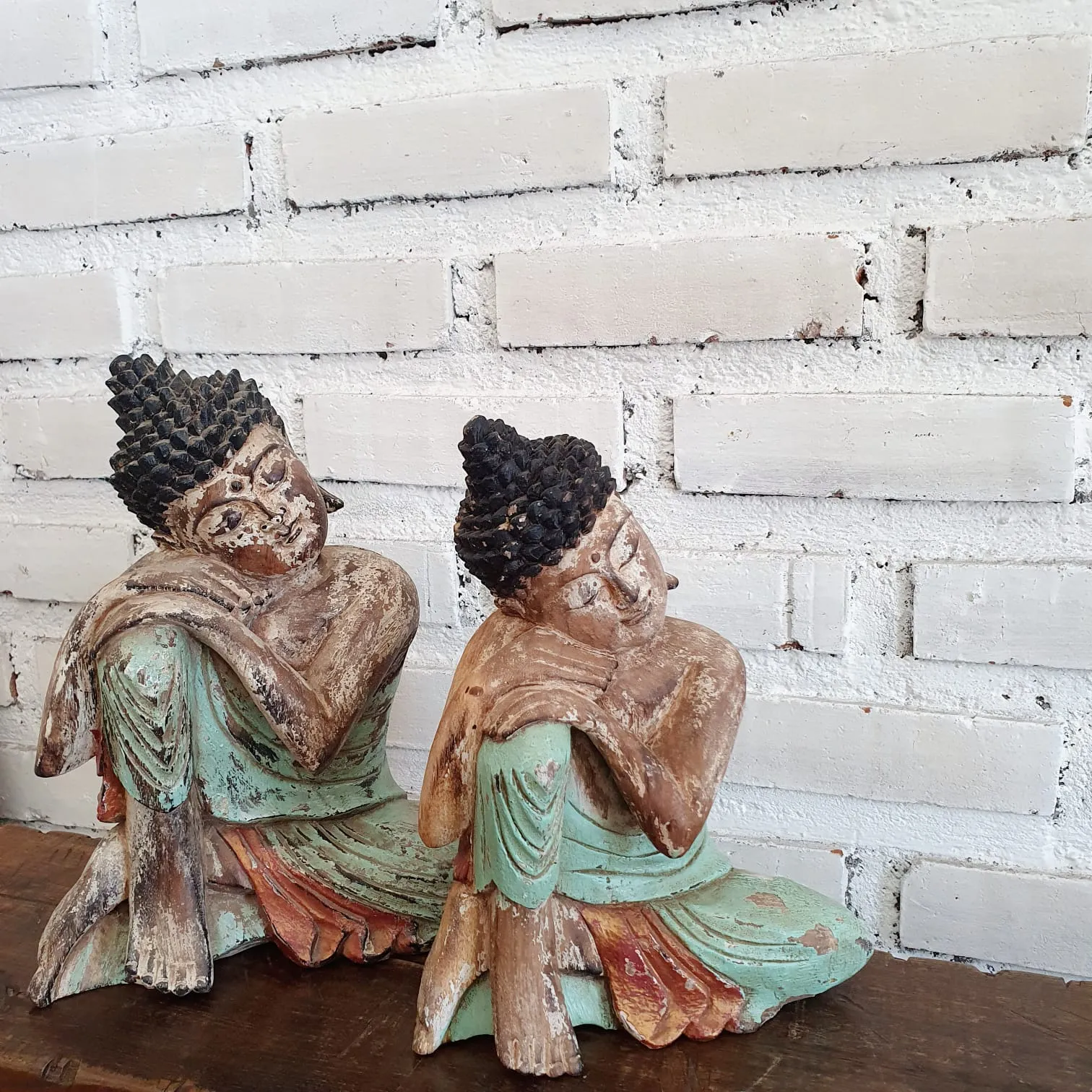 Antique Resting Wooden Buddha (W)