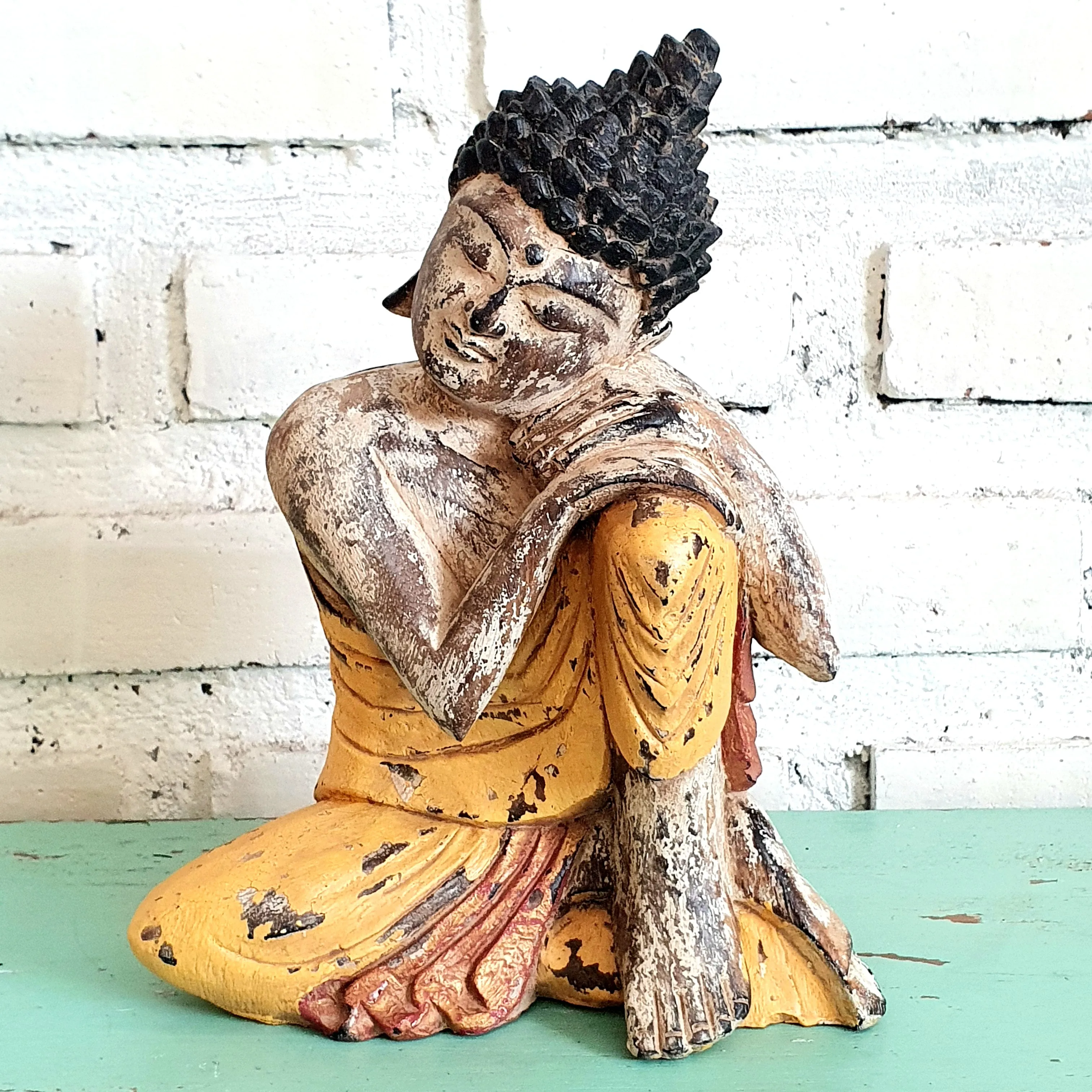 Antique Resting Wooden Buddha (W)