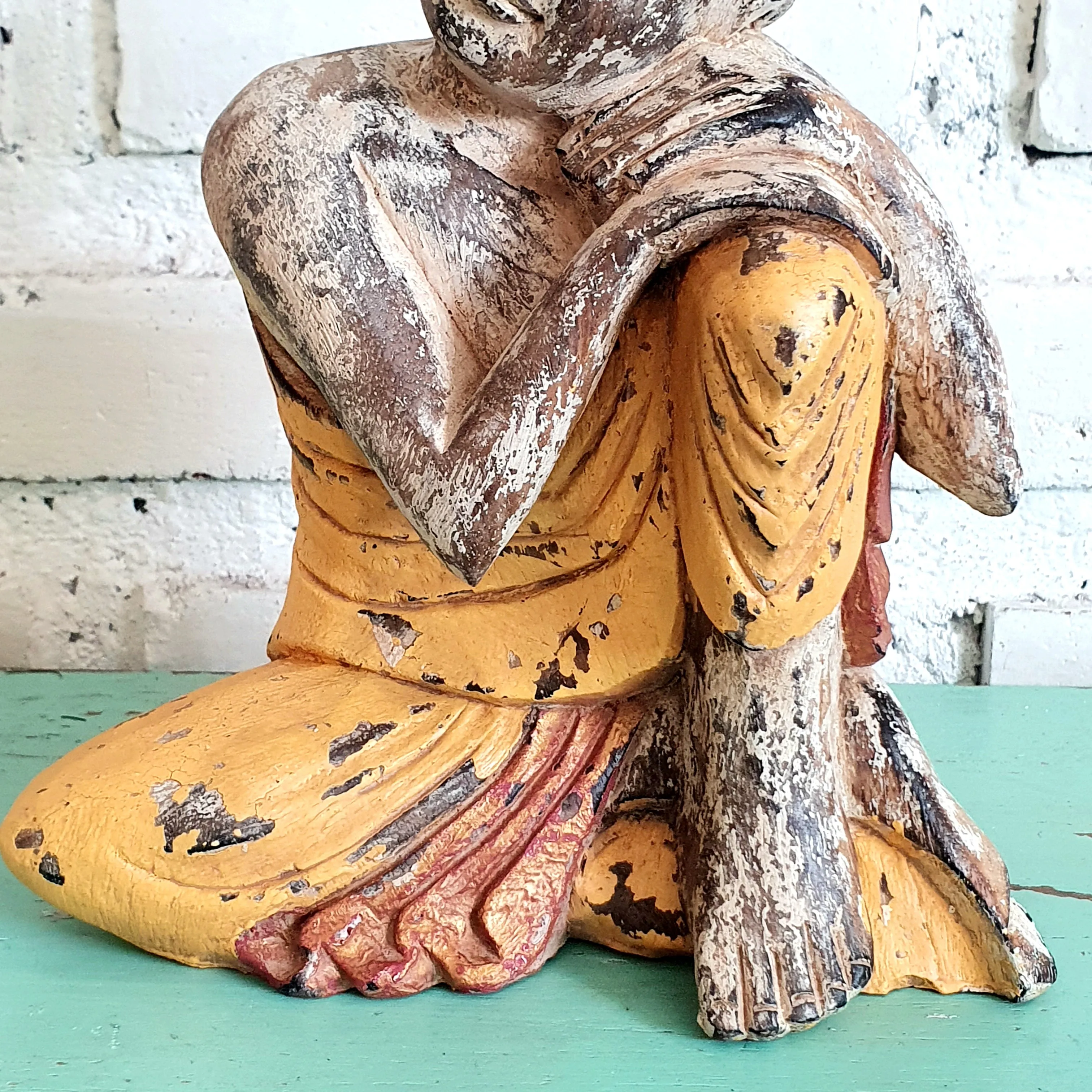 Antique Resting Wooden Buddha (W)