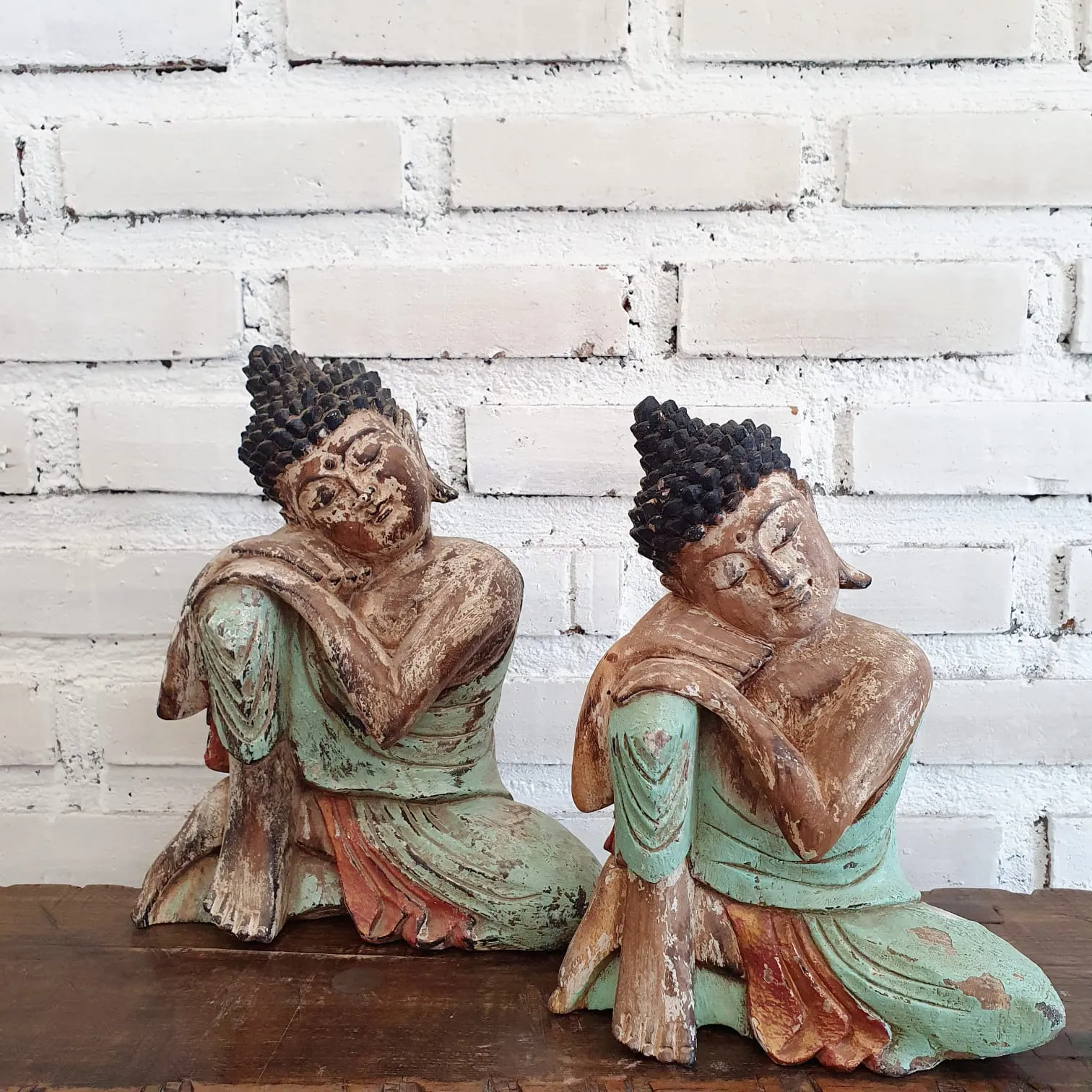 Antique Resting Wooden Buddha (W)