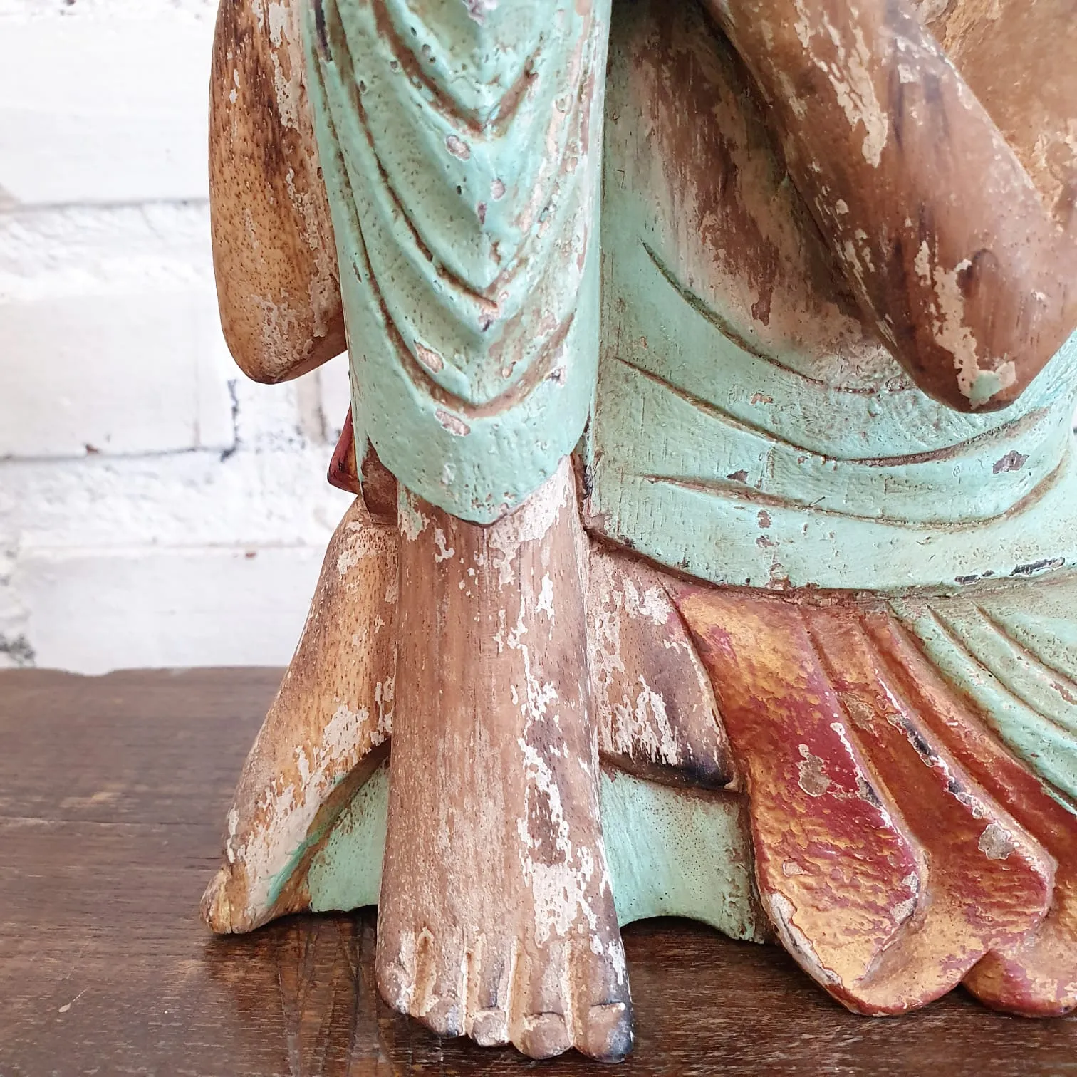 Antique Resting Wooden Buddha (W)