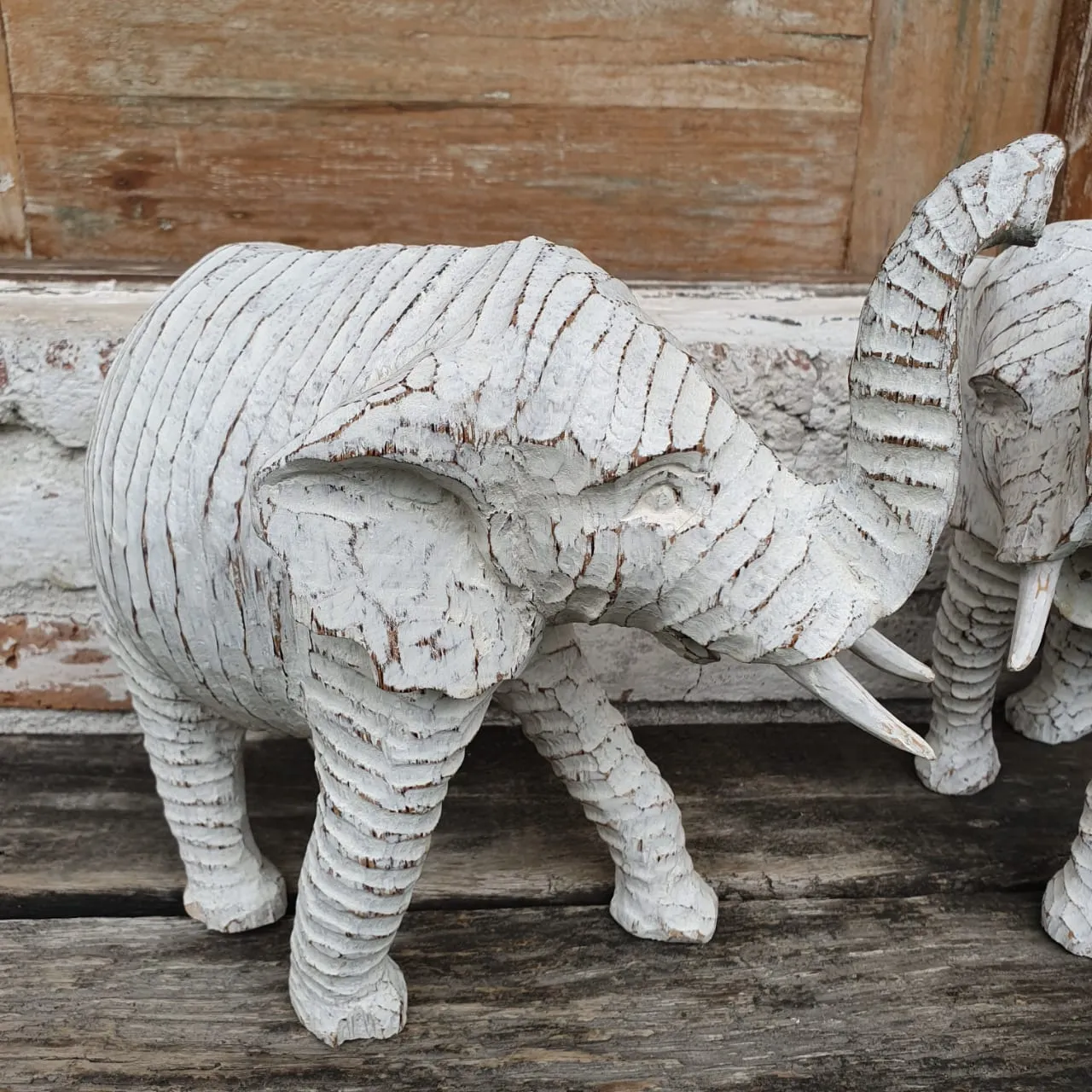 Antique Wooden Carved Elephants