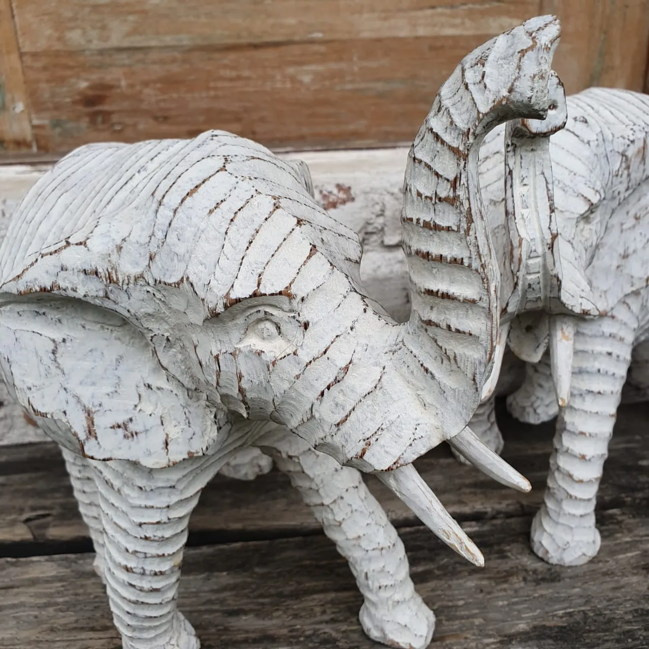 Antique Wooden Carved Elephants