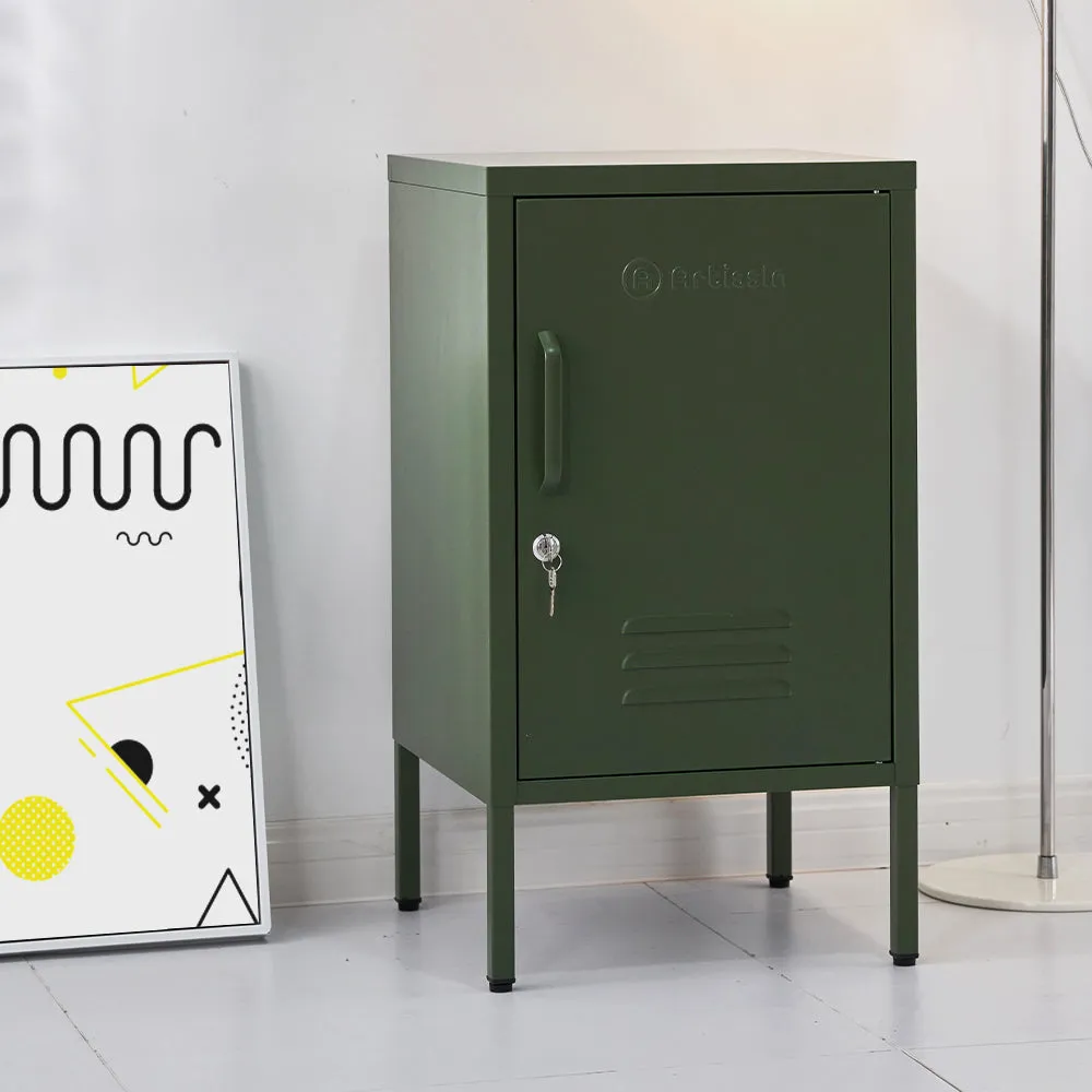 ArtissIn Mini Metal Locker Storage Shelf Organizer Cabinet Bedroom Green