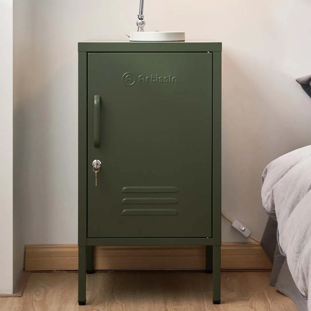 ArtissIn Mini Metal Locker Storage Shelf Organizer Cabinet Bedroom Green