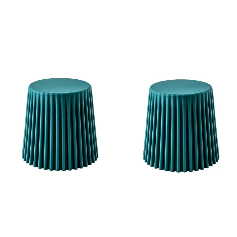 ArtissIn Set of 2 Cupcake Stool Plastic Stacking Stools Chair Outdoor Indoor Dark Green