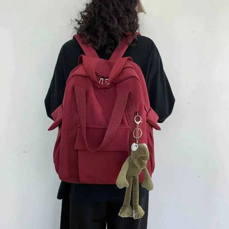 B2158 Women's Cool Backpack - Solid, Waterproof Nylon School Bag