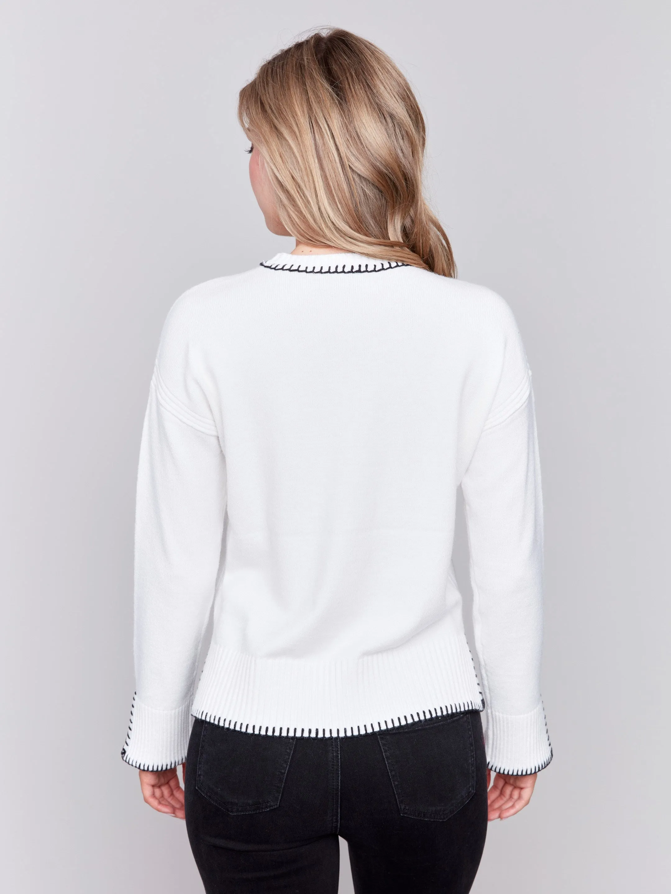 Blanket Stitch Sweater - Cream