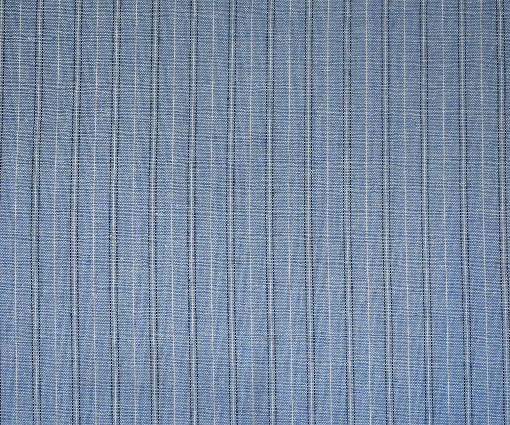 Blue-Black-White Stripe Poly-Cotton Shirting Woven Fabric