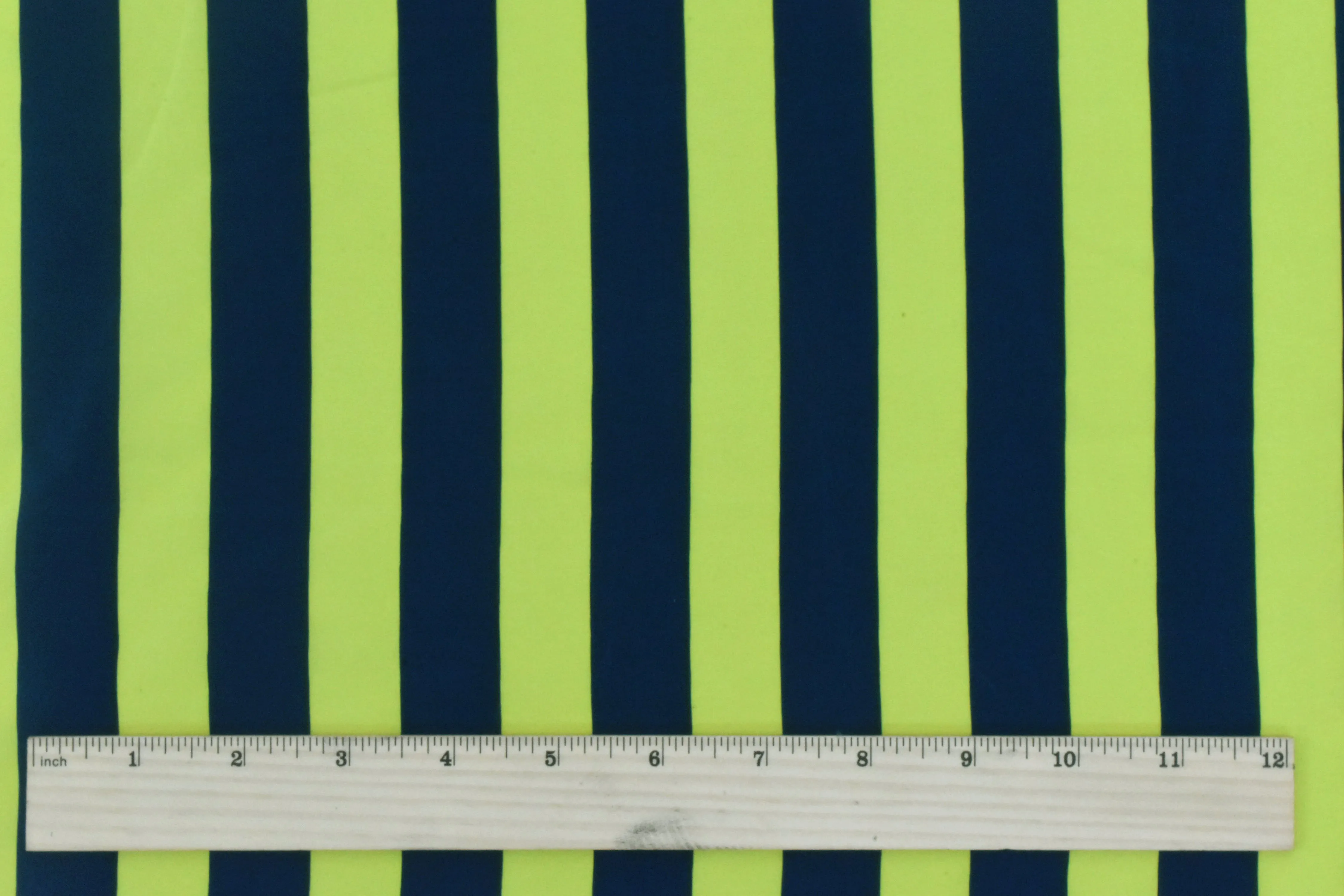 Bright Yellow-Navy Stripe Printed Silk Faille Woven Fabric