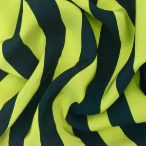 Bright Yellow-Navy Stripe Printed Silk Faille Woven Fabric