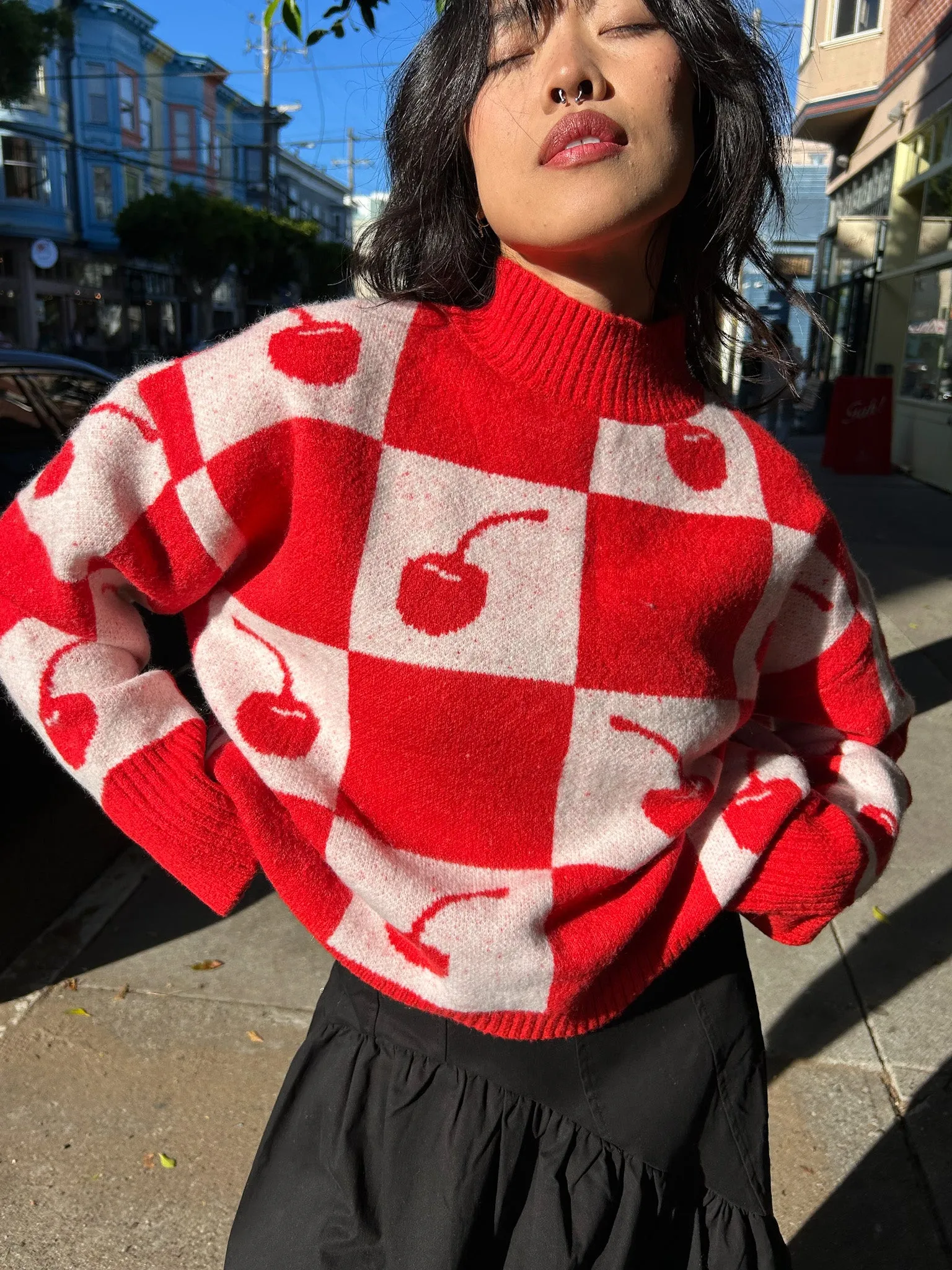 Brooke Sweater - Cherry Check