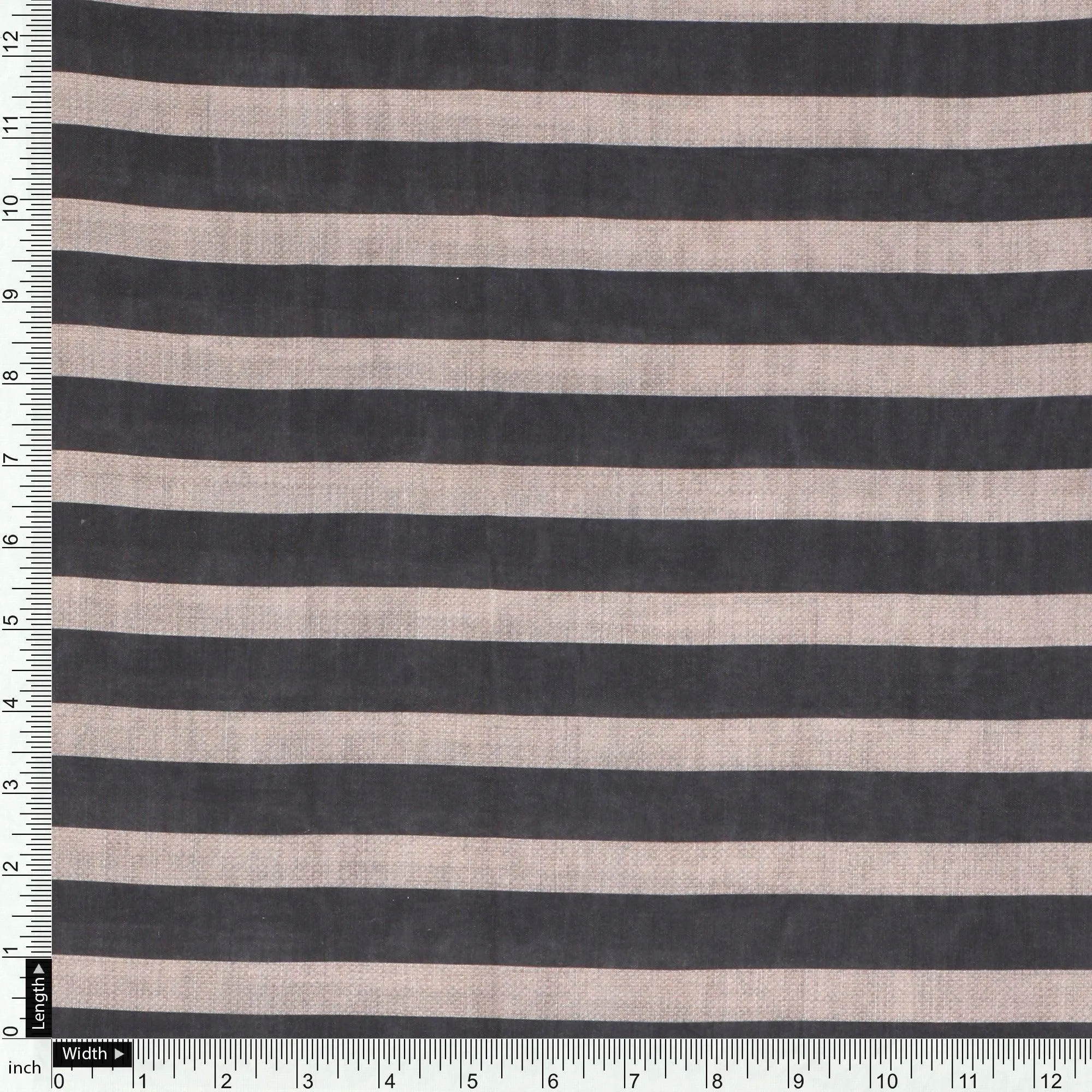 Brown Stripes Digital Printed Fabric - Muslin