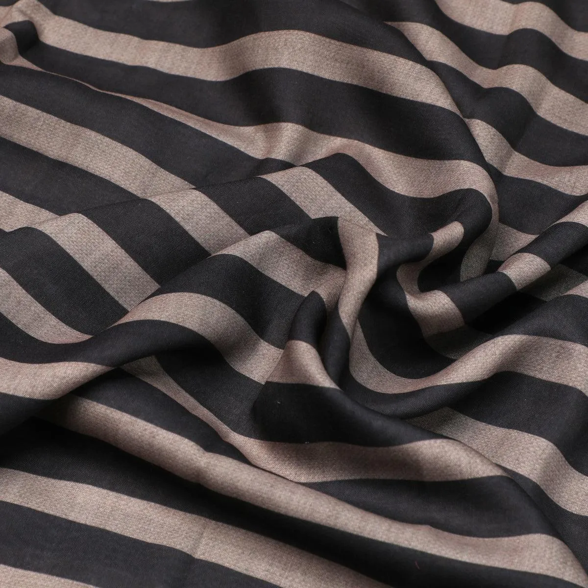 Brown Stripes Digital Printed Fabric - Muslin