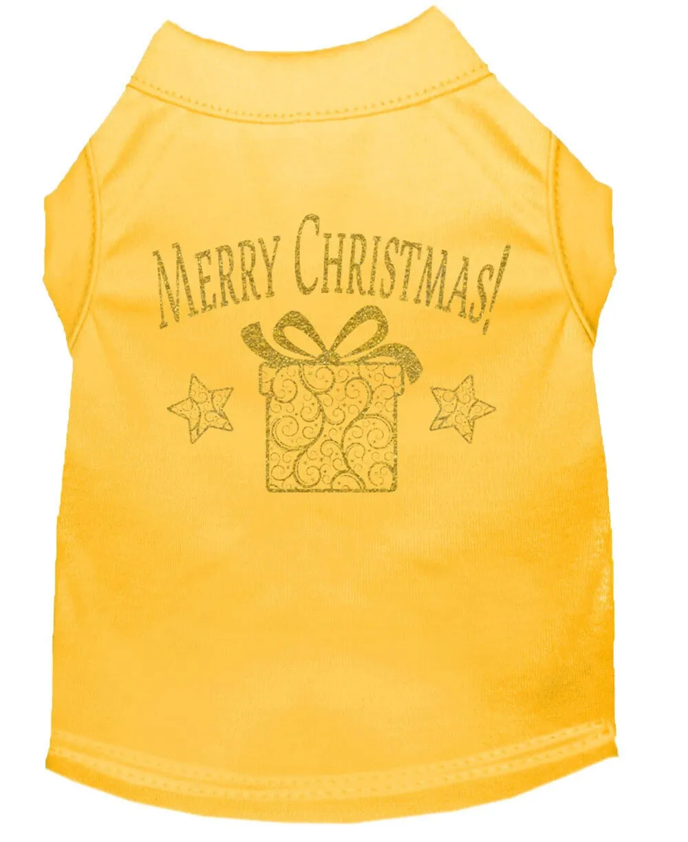 Christmas Screenprinted Dog Shirt, "Golden Christmas Present"