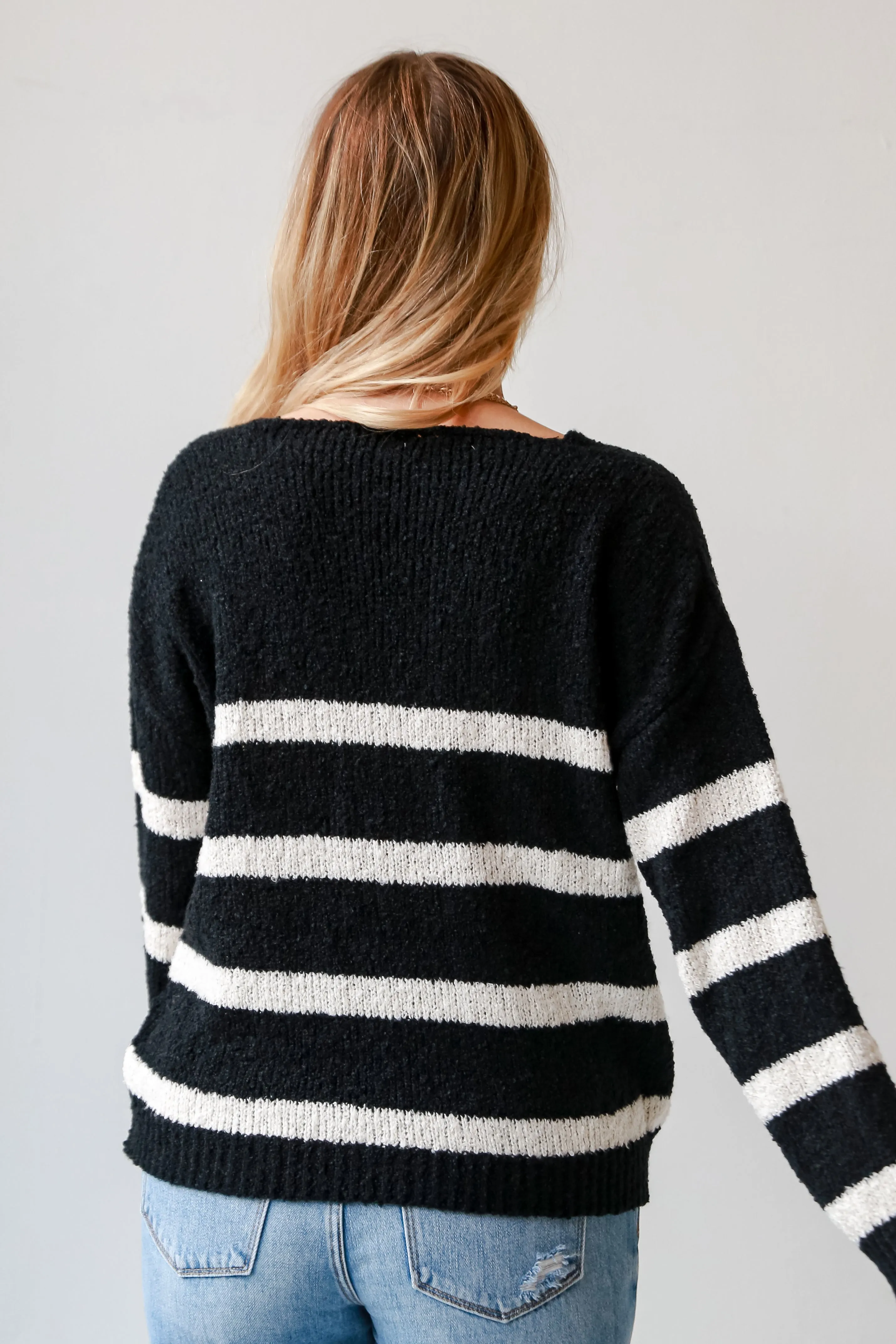 Cutely Cozy Black Striped Sweater