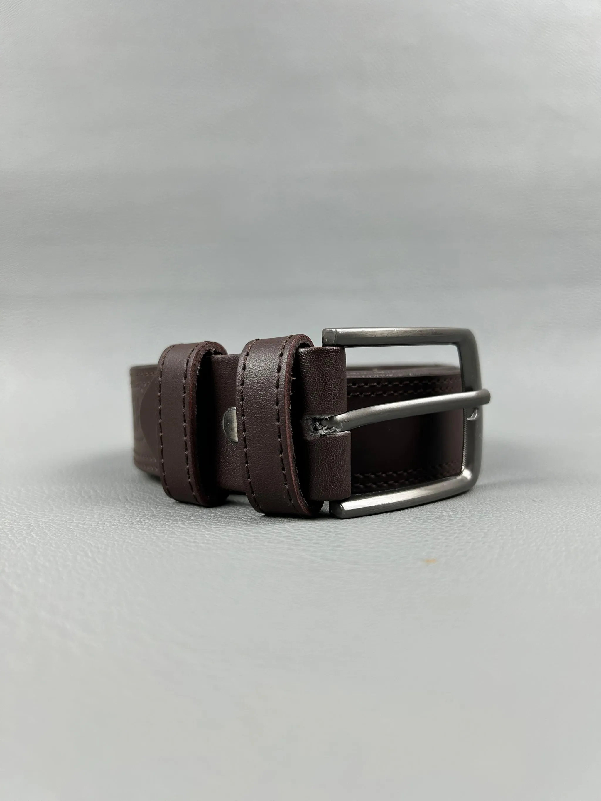 Dark Brown Faux Leather Belt For Men MB29