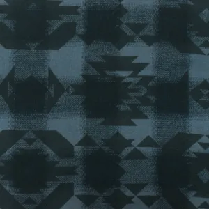 Dark Gray-Black-Multi Tribal Printed Cotton Check Dobby Woven Fabric