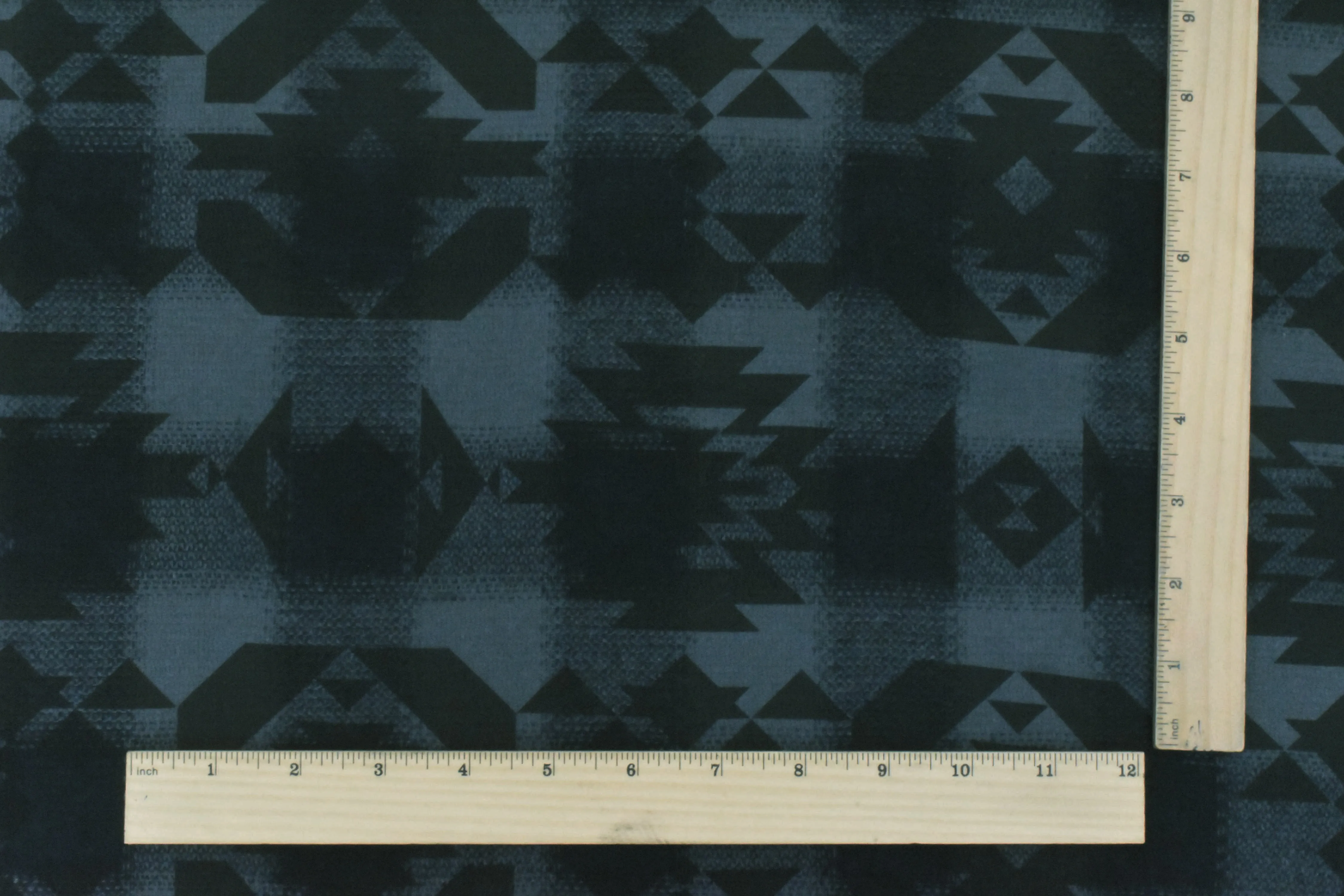 Dark Gray-Black-Multi Tribal Printed Cotton Check Dobby Woven Fabric