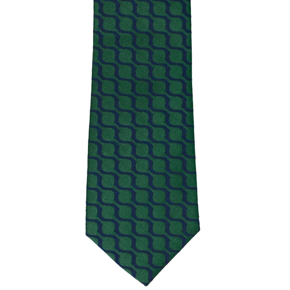 Dark Green Empire Scallop Cotton/Silk Necktie