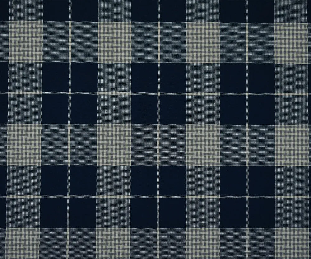 Deep Blue-Gray-Multi Wool Polyester Plaid Check Woven Shirting Fabric