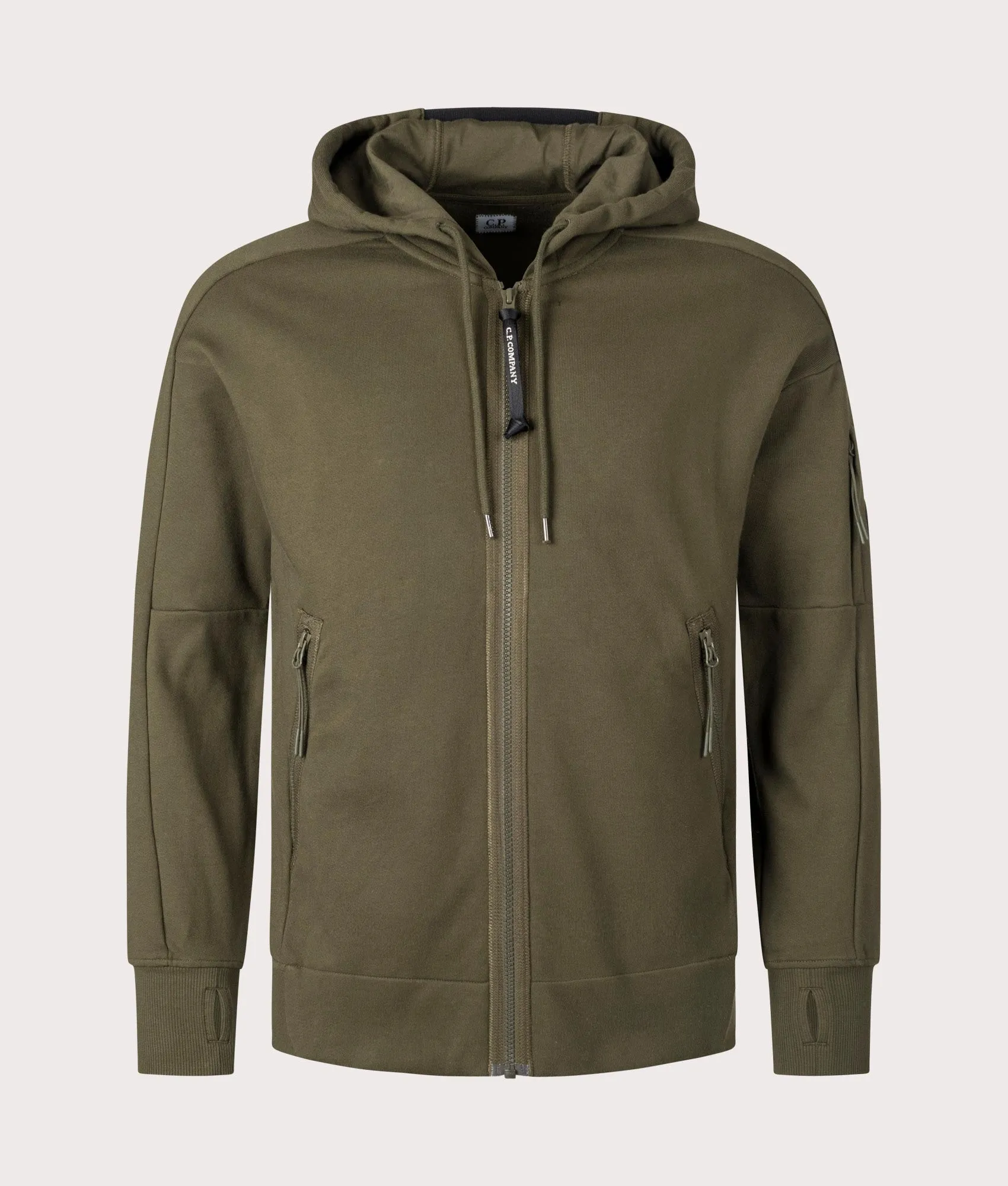 Diagonal Raised Fleece Zip Through Hoodie