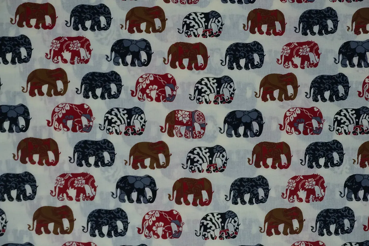 Elephanta Motif Print Red Fabric