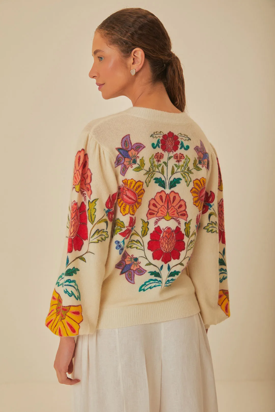 Floral Insects Knit Cardigan