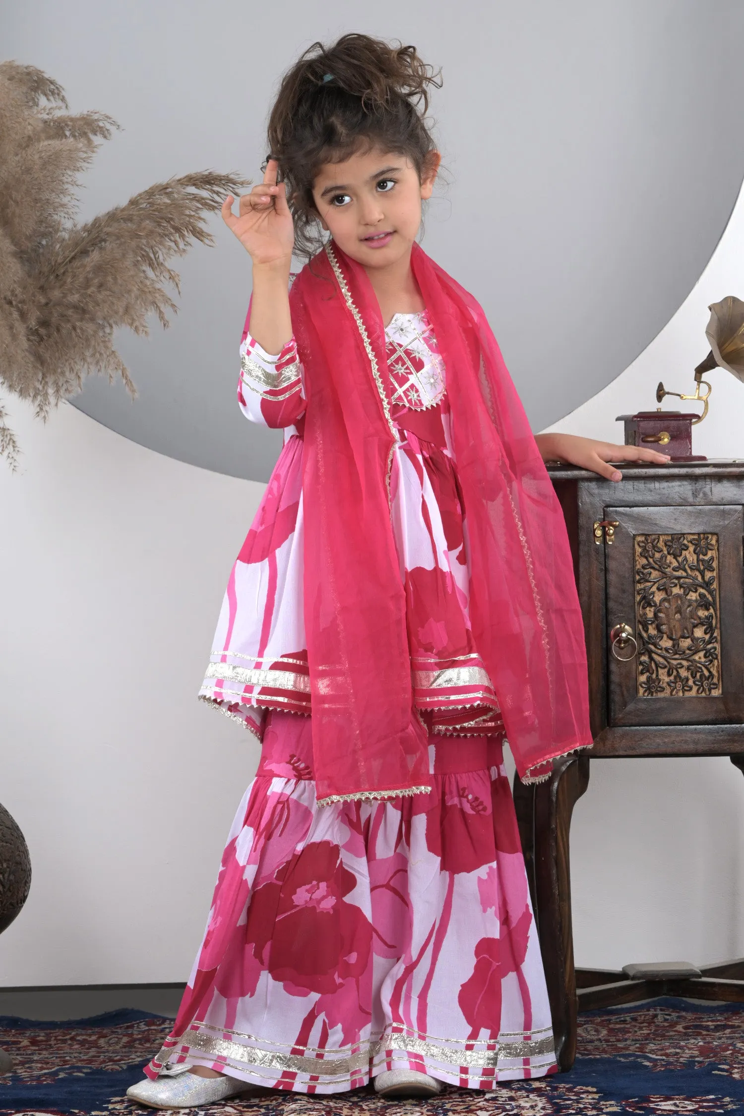 Fuschia Garden Sharara set