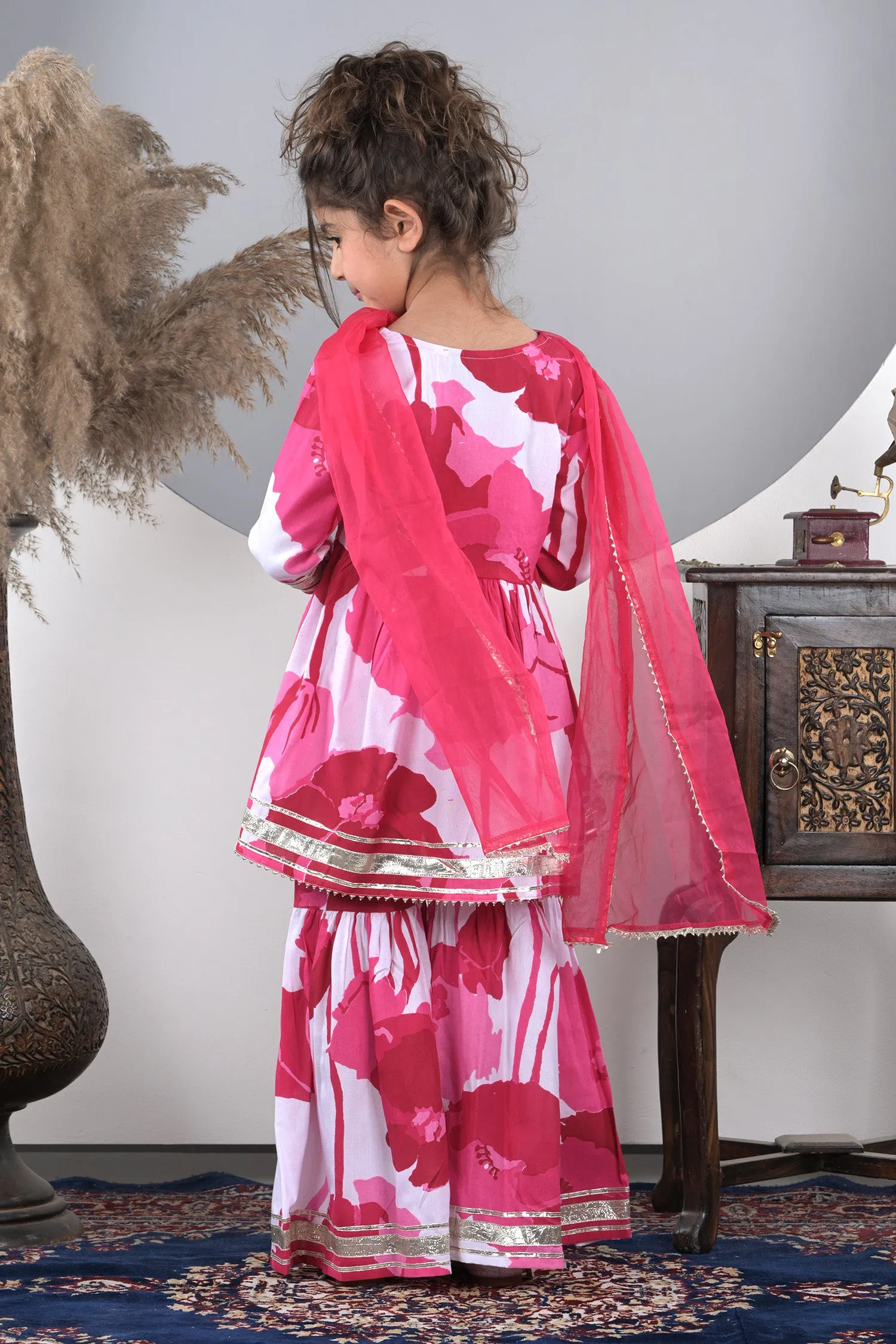 Fuschia Garden Sharara set