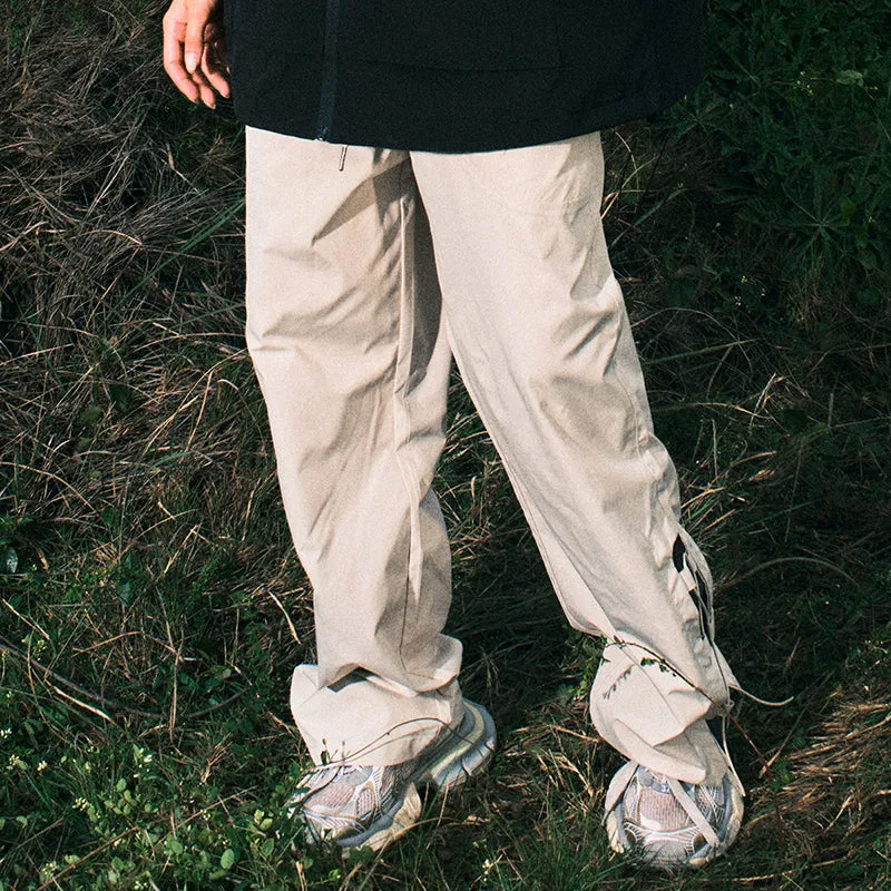 【GENANX2024NEW】Color contrast printed braided rope strap waterproof solid color casual pants