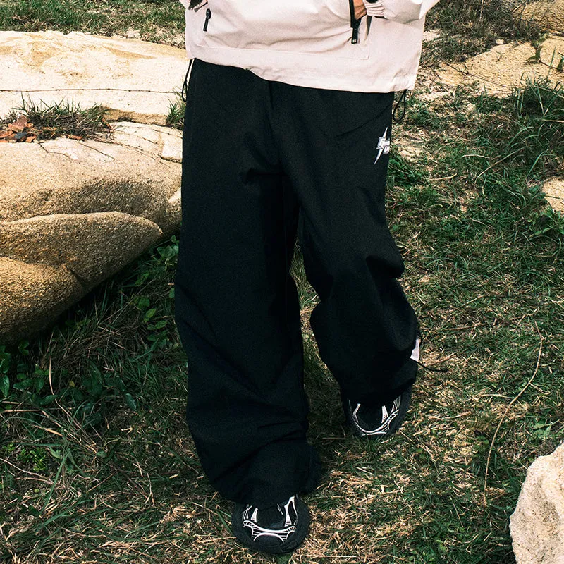 【GENANX2024NEW】Color contrast printed braided rope strap waterproof solid color casual pants