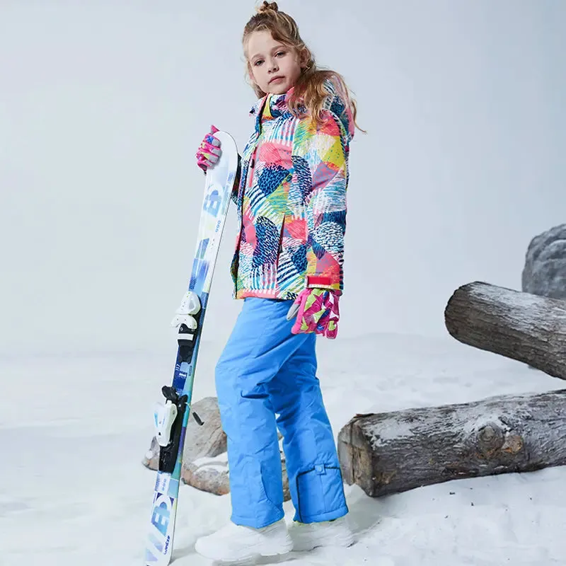 Girls Ski Jacket & Pants Set Kids Snow Suits