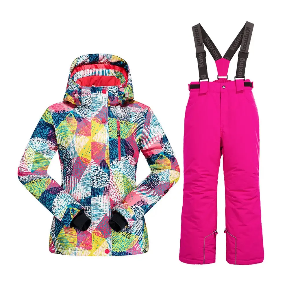 Girls Ski Jacket & Pants Set Kids Snow Suits