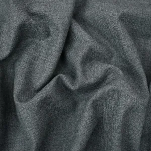 Gray Poly Wool Blend Textured Twill Shirting Fabric