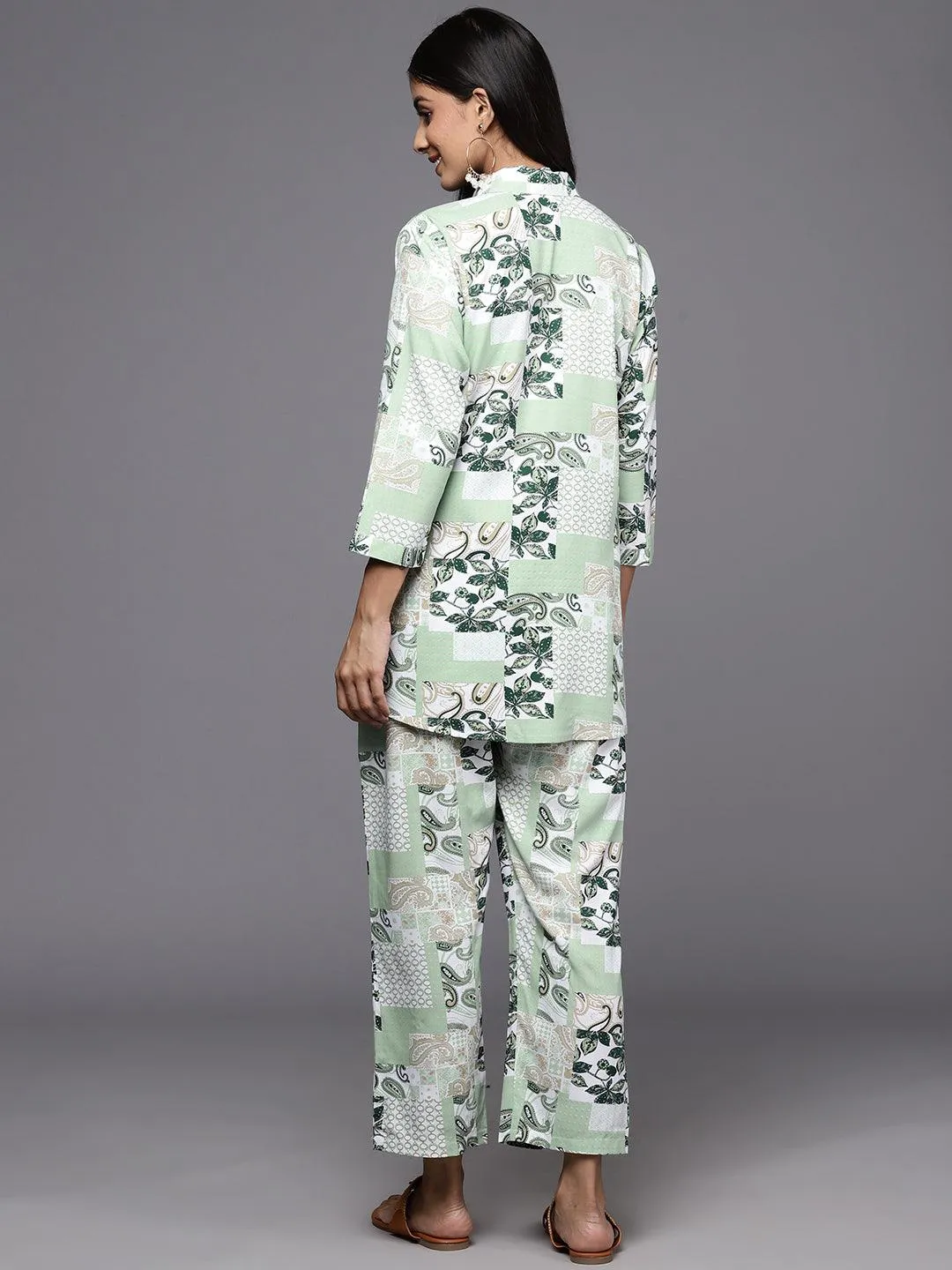 Green Printed Rayon Co-Ords