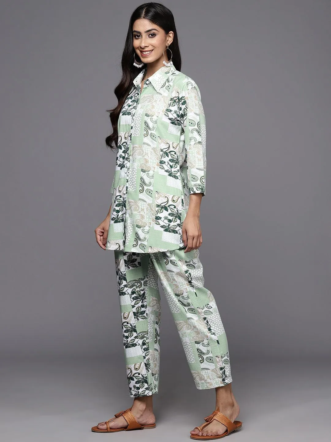 Green Printed Rayon Co-Ords