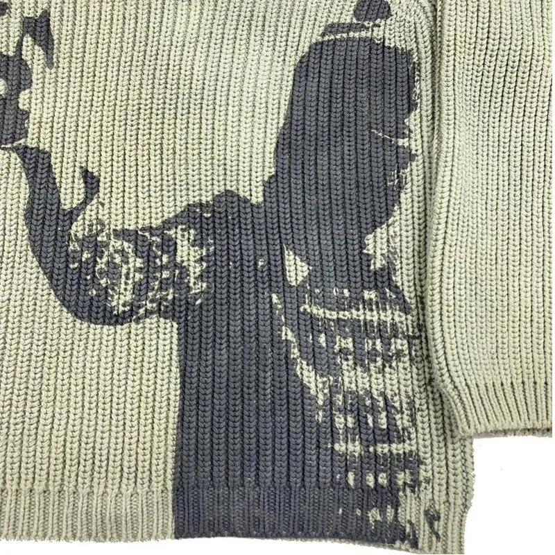 Gunman Print Green Turtleneck Sweater