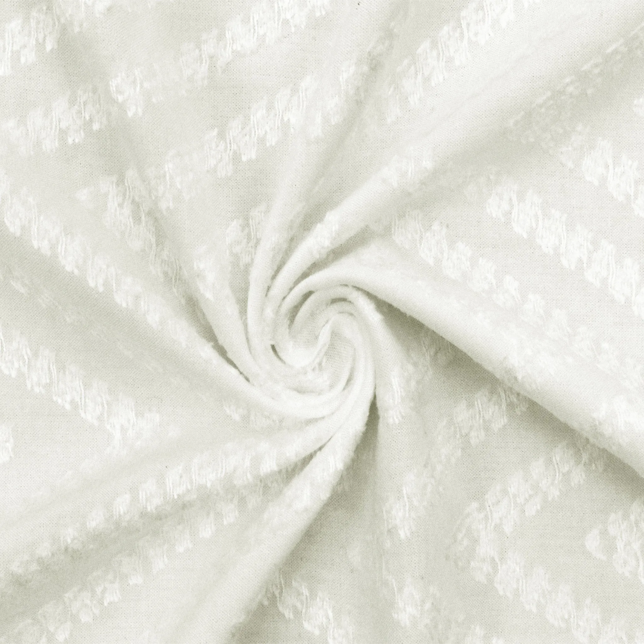 Ivory Chevron Texture Clip-Spot Woven Fabric