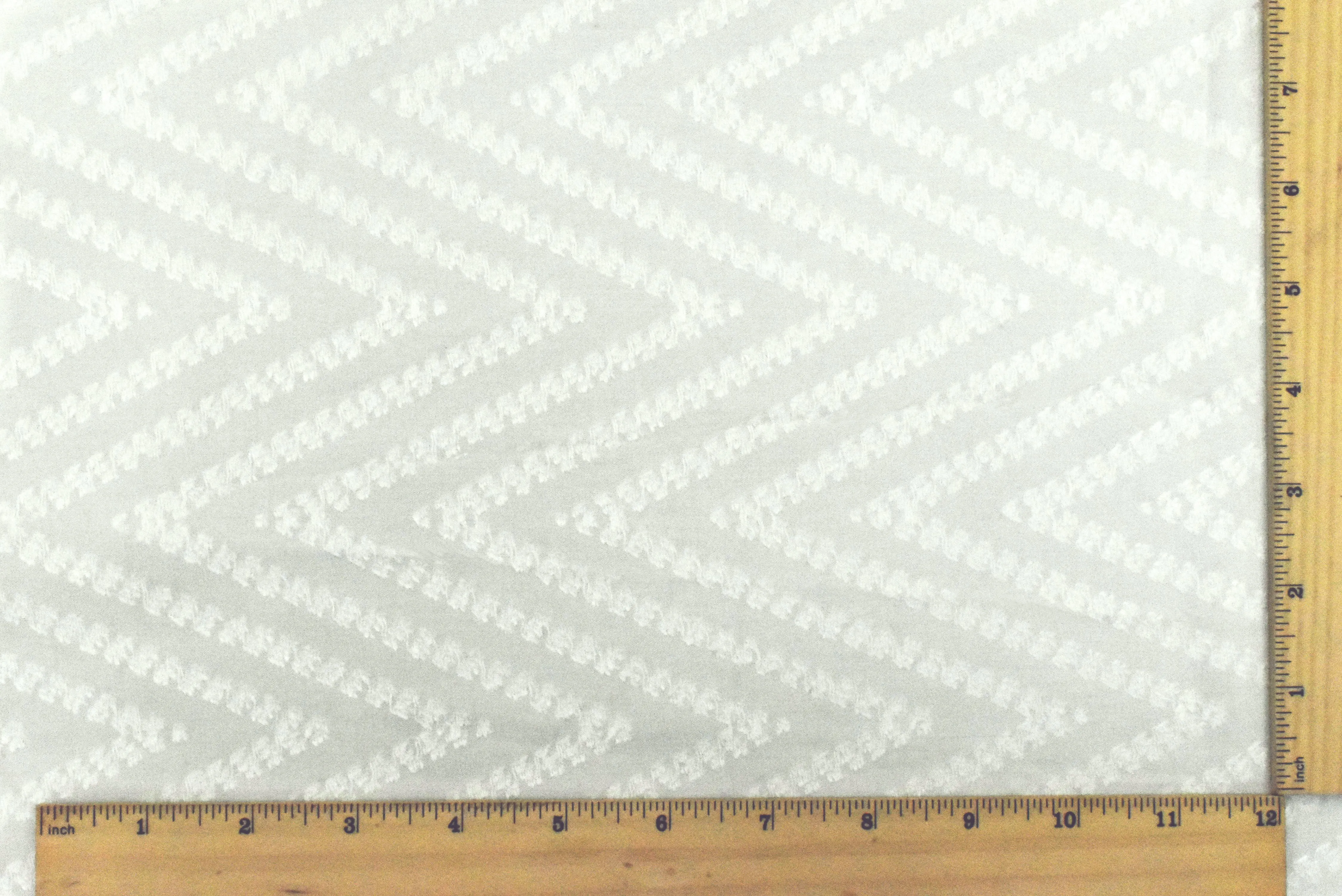 Ivory Chevron Texture Clip-Spot Woven Fabric