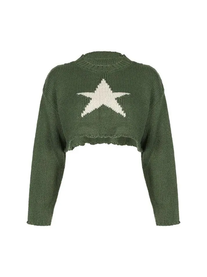 Joskaa Vintage Star Jacquard Cropped Sweater