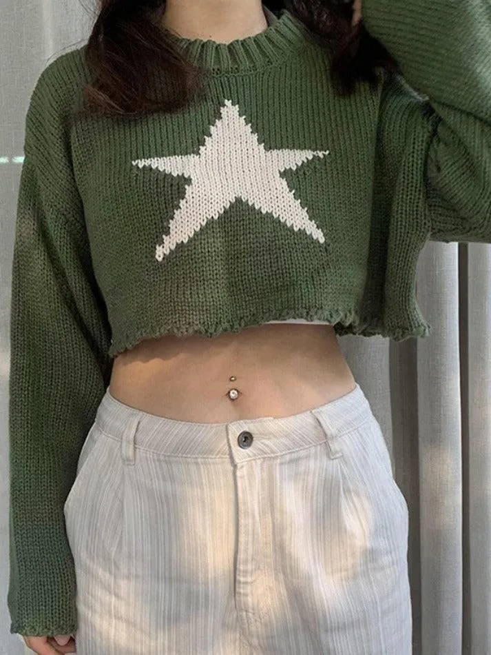 Joskaa Vintage Star Jacquard Cropped Sweater